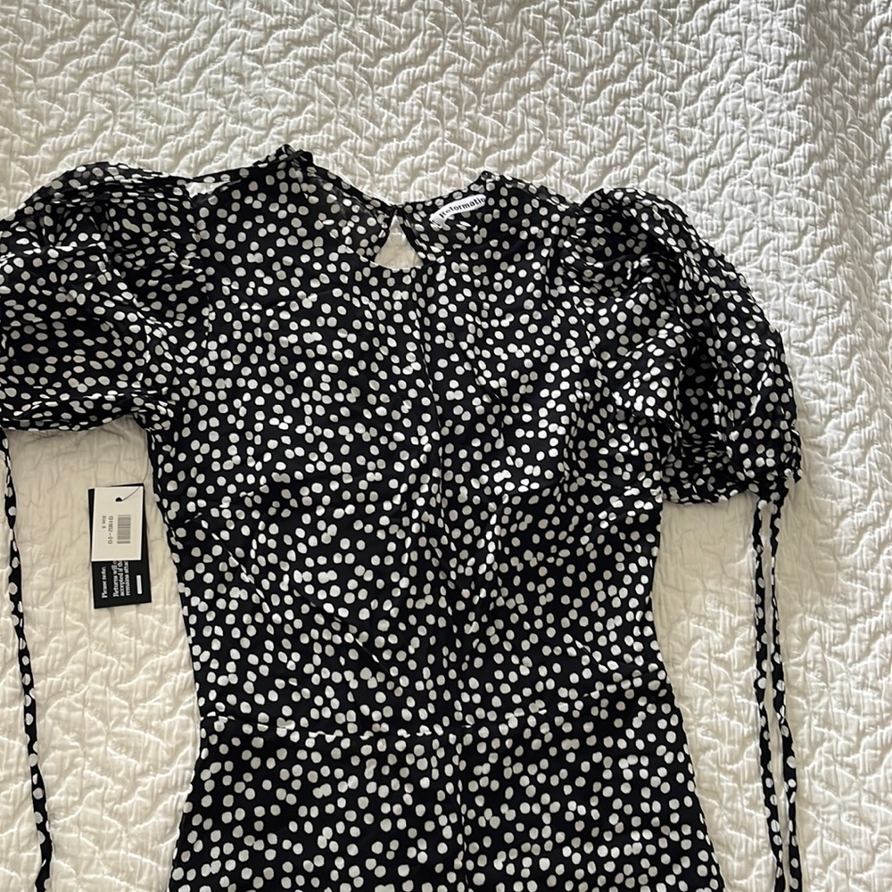 Reformation Black and White Polka Dot Midi Dress